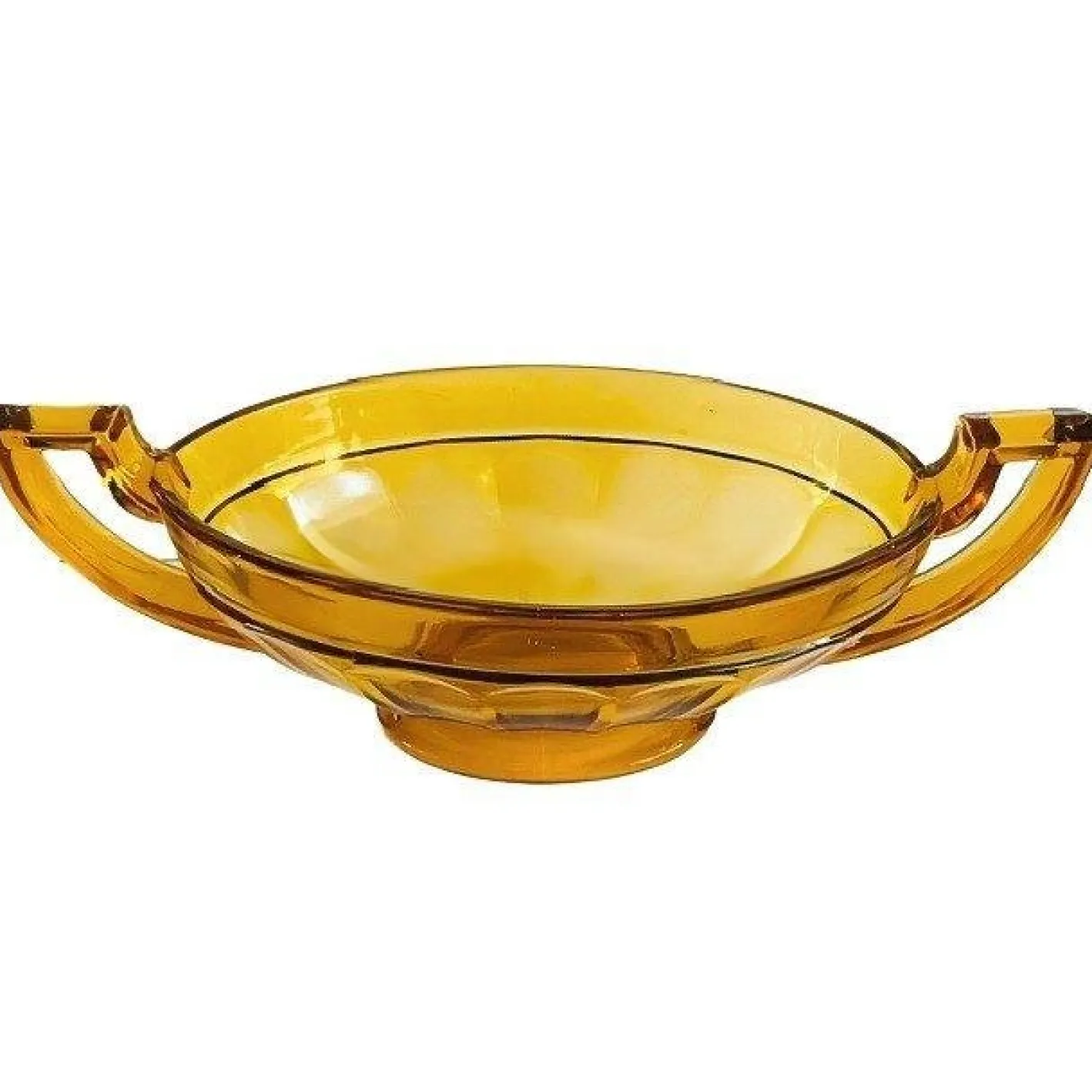 Antike Art Deco Obstschale aus bernsteinfarbenem Glas von Val Saint Lambert, 1930er