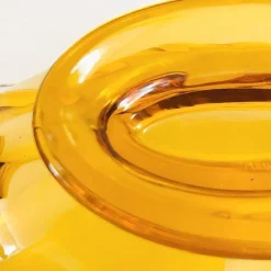 Antike Art Deco Obstschale aus bernsteinfarbenem Glas von Val Saint Lambert, 1930er