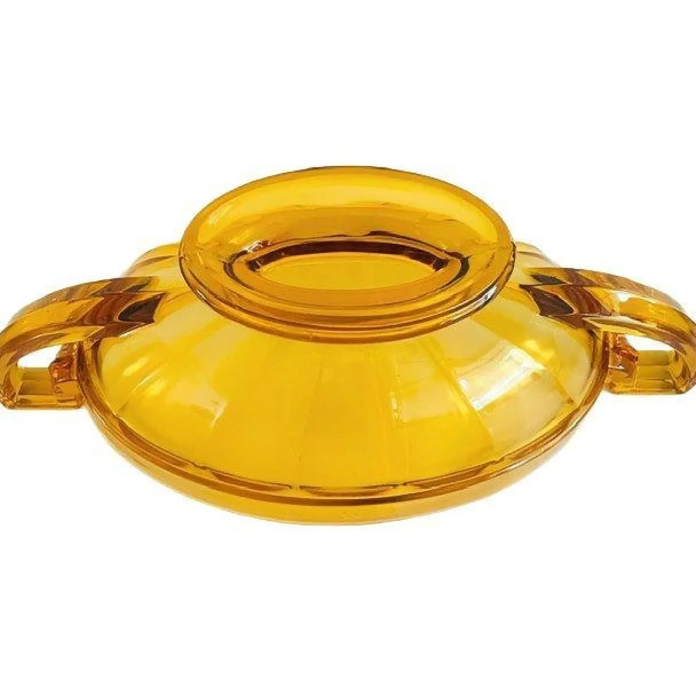 Antike Art Deco Obstschale aus bernsteinfarbenem Glas von Val Saint Lambert, 1930er