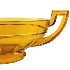 Antike Art Deco Obstschale aus bernsteinfarbenem Glas von Val Saint Lambert, 1930er