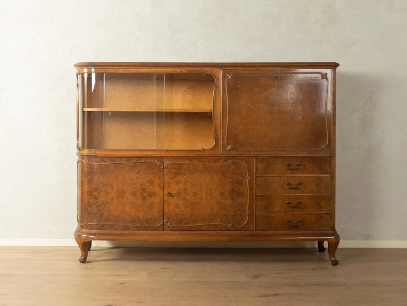 Antike Art Deco Vitrine, 1930er