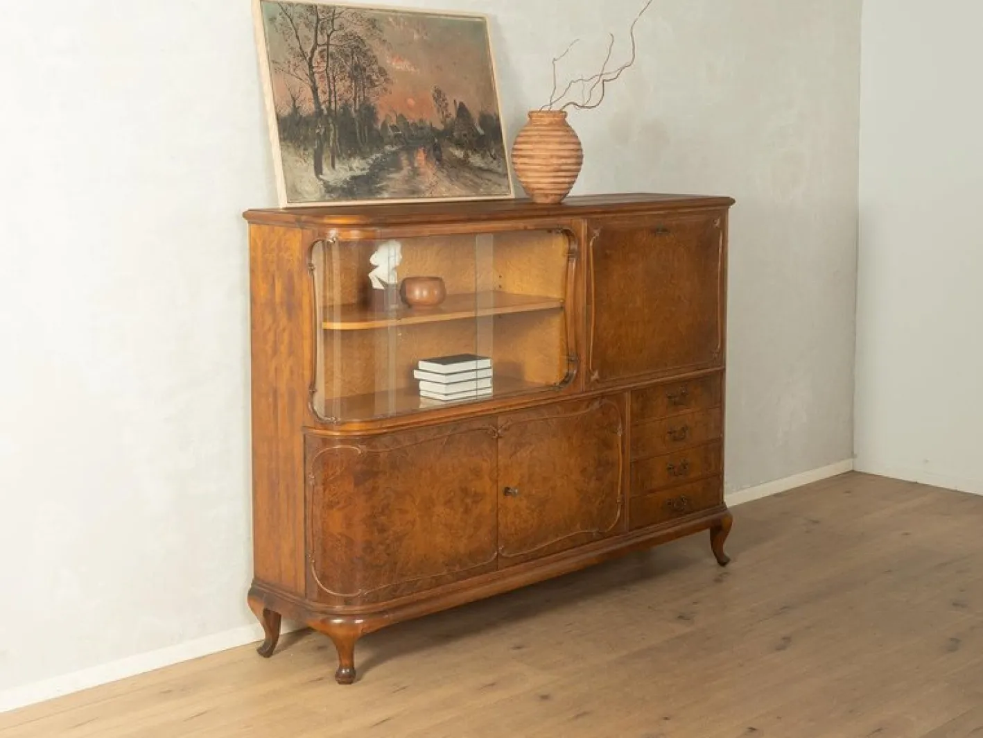 Antike Art Deco Vitrine, 1930er