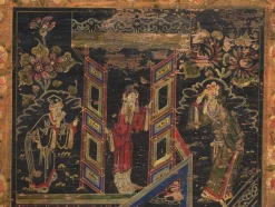 Antike bemalte Truhe aus Kiefernholz, China, 1900