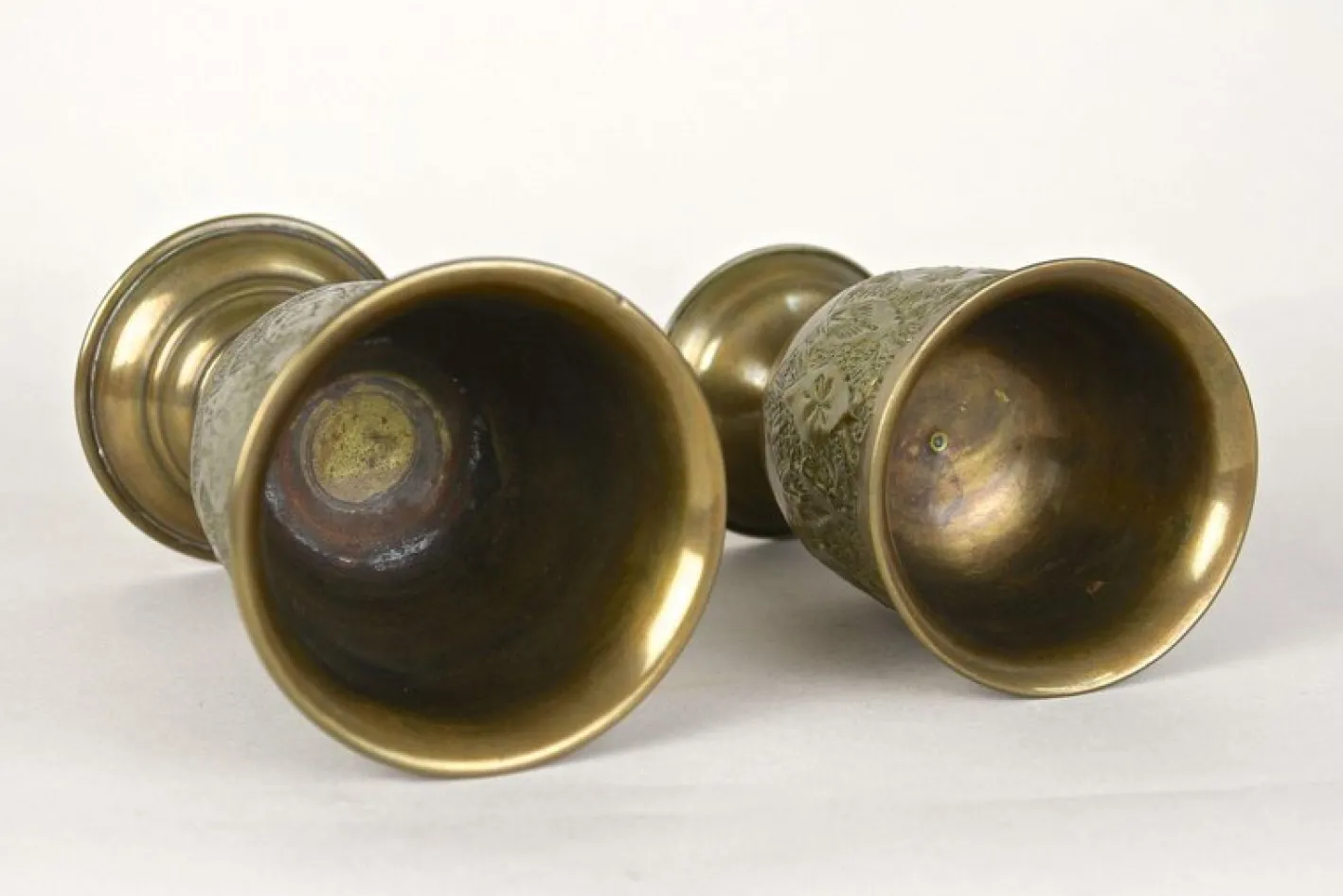 Antike Biedermeier Messing Kelche, 1860, 2er Set