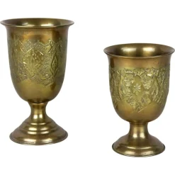 Antike Biedermeier Messing Kelche, 1860, 2er Set