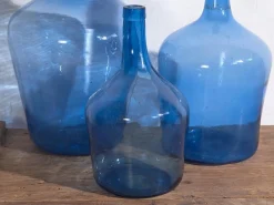 Antike Blaue Farbige Demijohns, 1920, 3 . Set