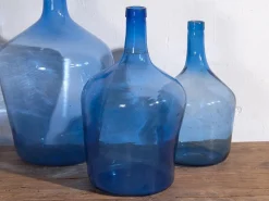 Antike Blaue Farbige Demijohns, 1920, 3 . Set
