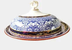 Antike Blue Lily Series Butterdose von Royal Worcester, 1881
