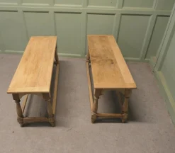 Antike Bänke aus gebleichter Eiche, 1910, 2er Set