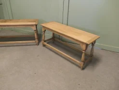 Antike Bänke aus gebleichter Eiche, 1910, 2er Set