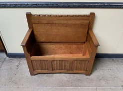 Antike bretonische Bank mit Schuhschrank, 1950