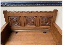 Antike bretonische Bank mit Schuhschrank, 1950