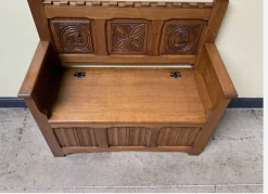 Antike bretonische Bank mit Schuhschrank, 1950