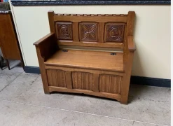 Antike bretonische Bank mit Schuhschrank, 1950