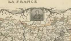 Antike Dekorative Karte von Oise von Vuillemin, France, 1850
