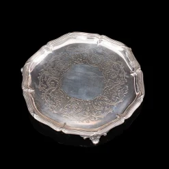 Antike dekorative versilberte Untertasse von Thomas Bradbury, 1890