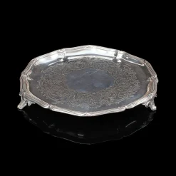 Antike dekorative versilberte Untertasse von Thomas Bradbury, 1890