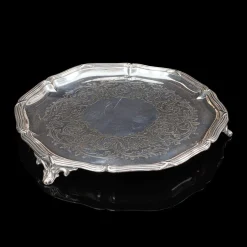 Antike dekorative versilberte Untertasse von Thomas Bradbury, 1890