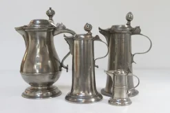 Antike deutsche Krüge aus Zinn, frühes 19. Jh., 4er Set