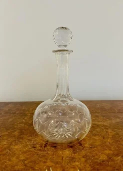 Antike edwardianische Karaffe aus geschliffenem Glas, 1900