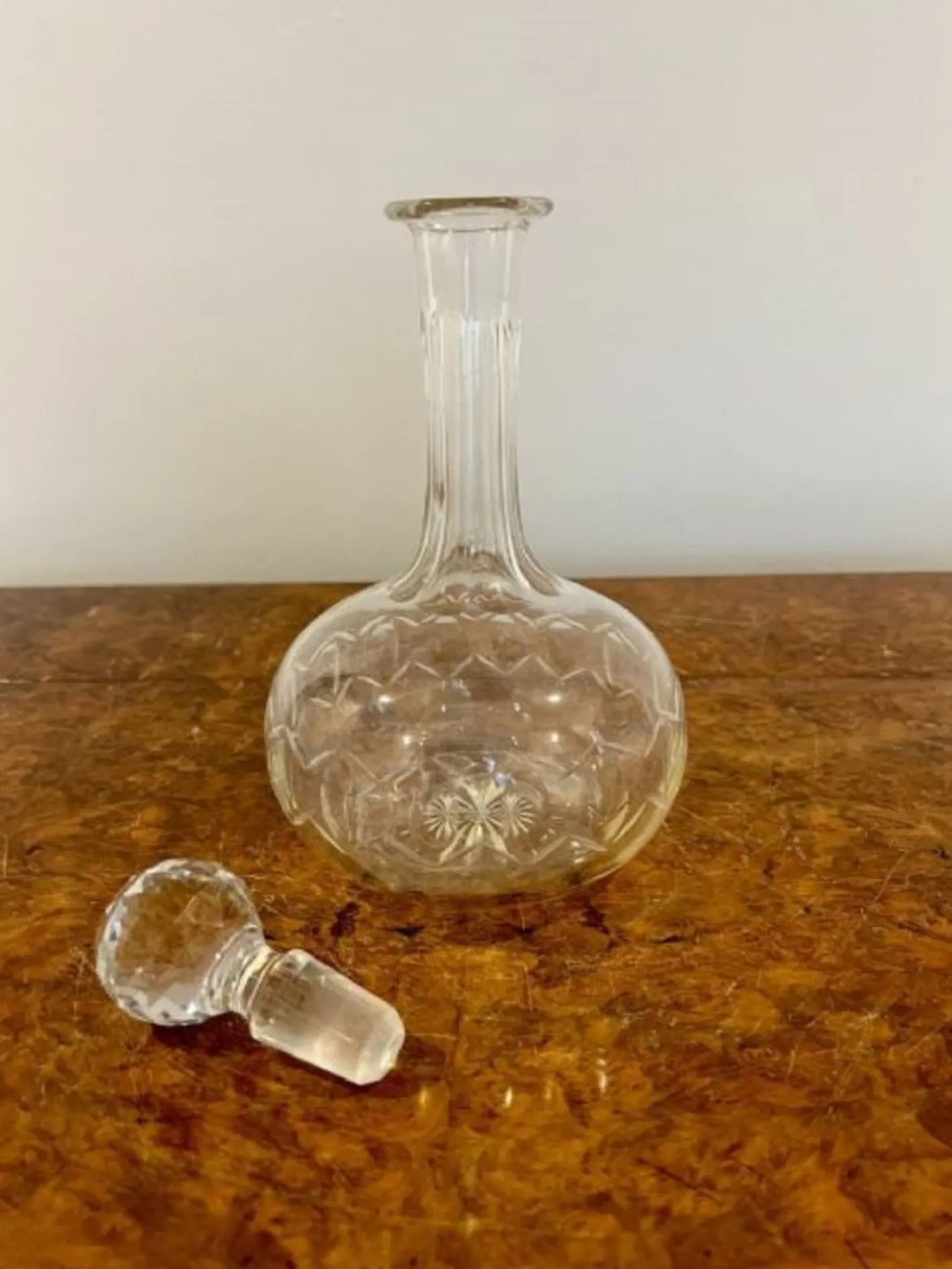 Antike edwardianische Karaffe aus geschliffenem Glas, 1900