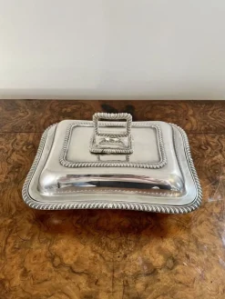 Antike edwardianische Versilberte rechteckige Entrée Schale, 1900