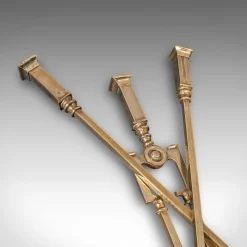 Antike englische Kaminbesteck aus Messing im viktorianischen Stil, 1900er, 3er Set