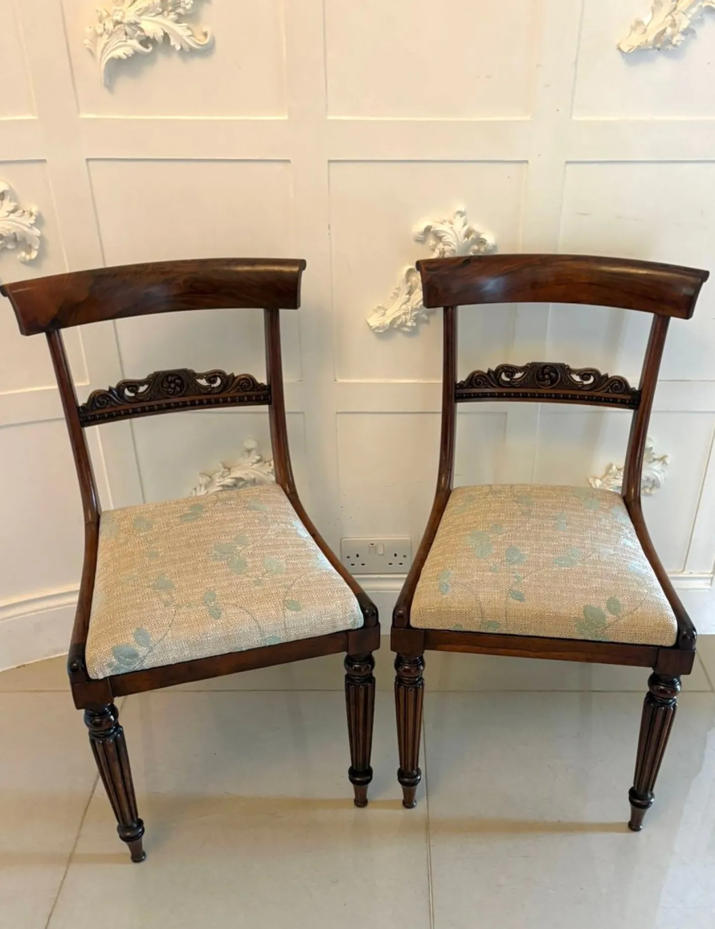 Antike englische Regency Beistellstühle aus Palisander, 1825, 2er Set