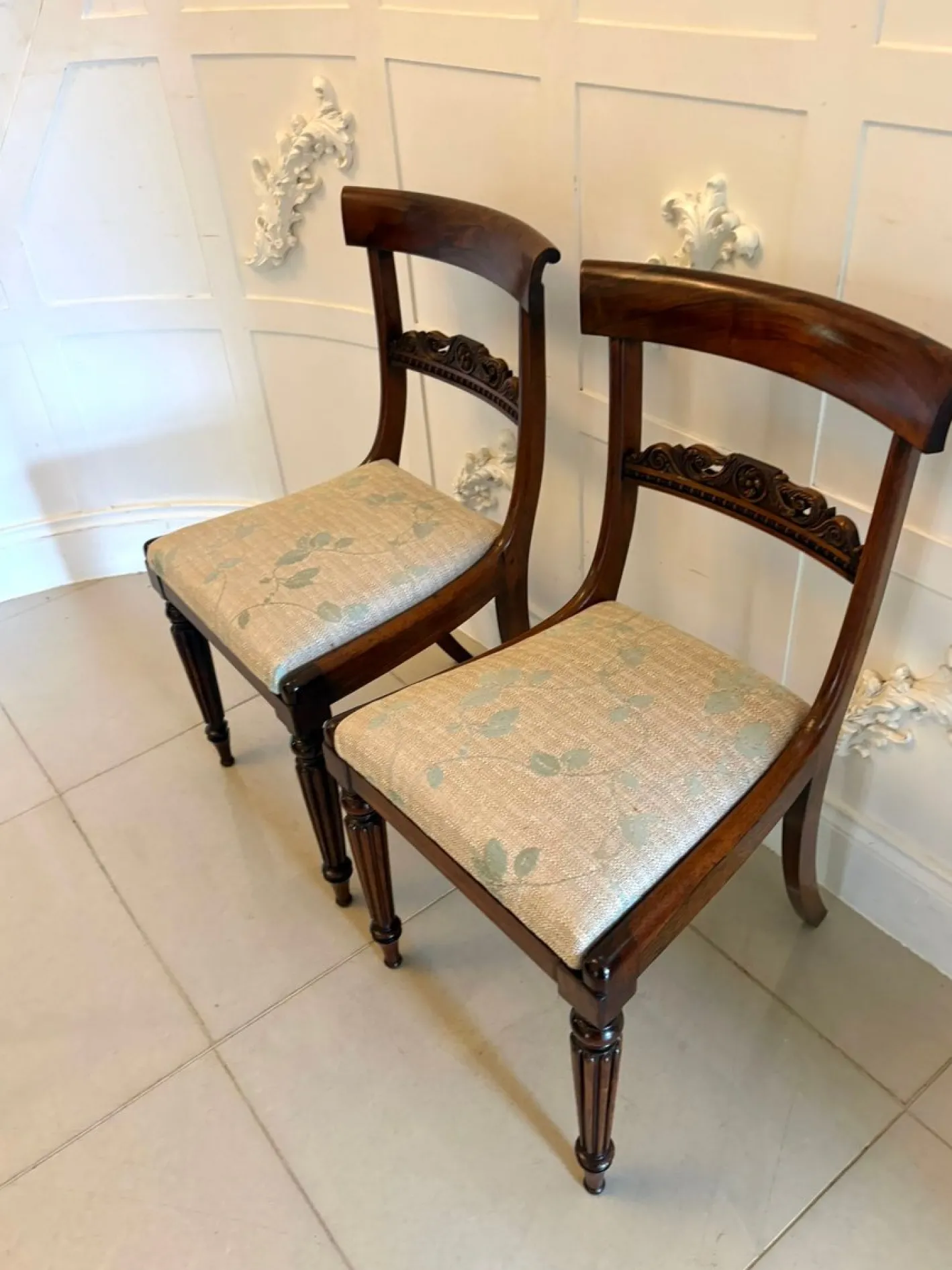 Antike englische Regency Beistellstühle aus Palisander, 1825, 2er Set