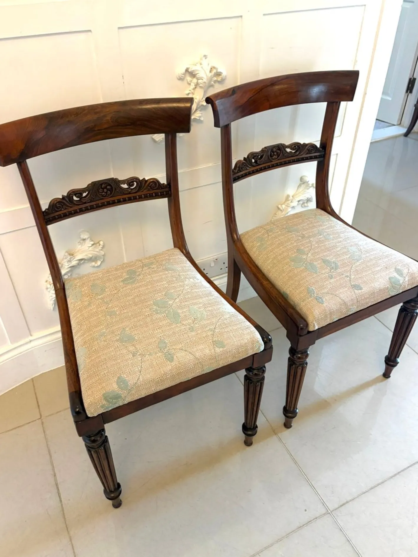 Antike englische Regency Beistellstühle aus Palisander, 1825, 2er Set