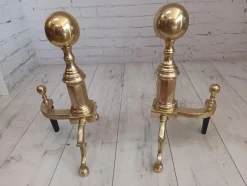 Antike Feuerhunde aus Messing, 2 . Set