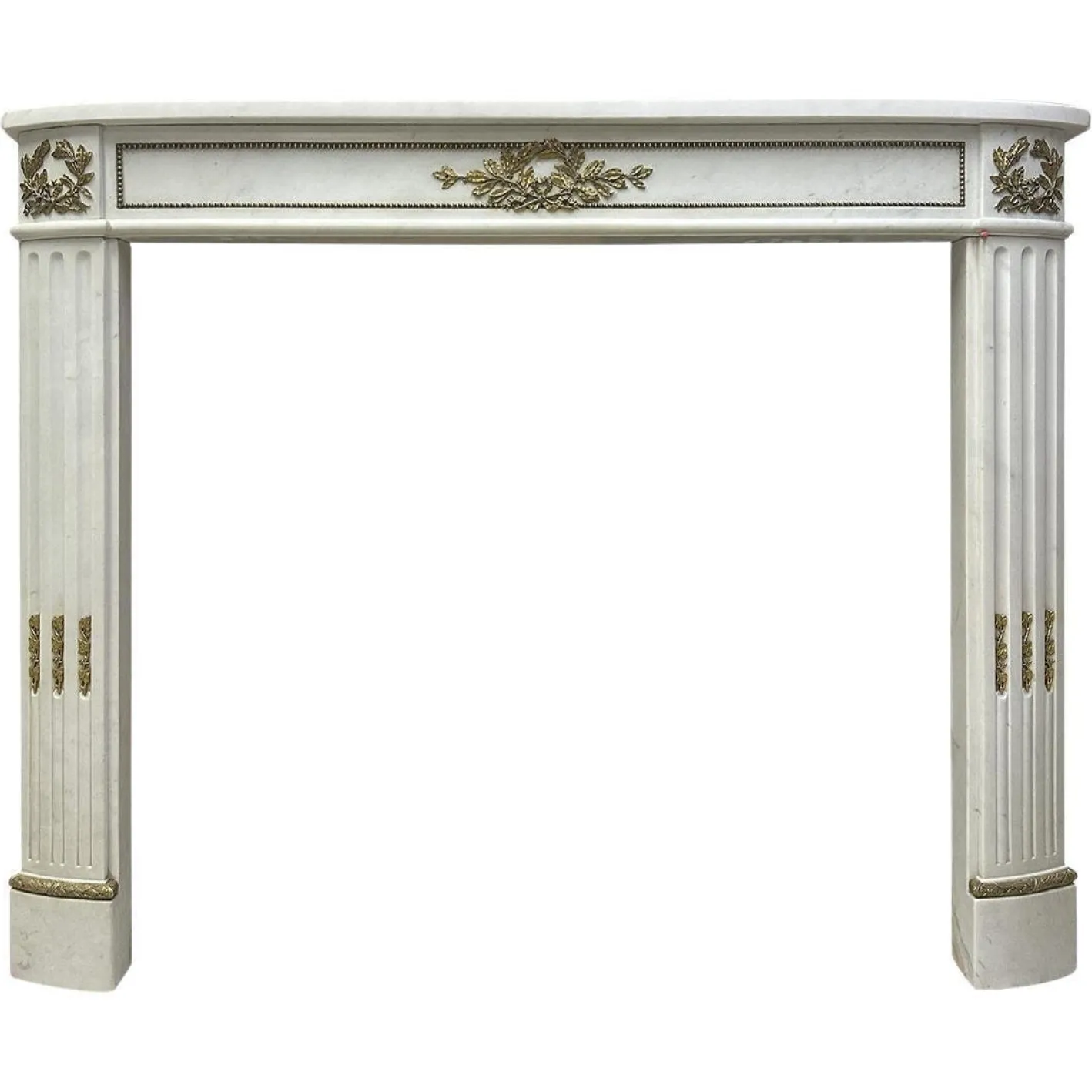 Antike französische Empire Statuen aus weißem Marmor & Ormolu Kaminsims, 1815