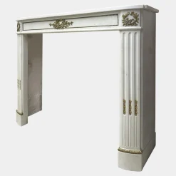 Antike französische Empire Statuen aus weißem Marmor & Ormolu Kaminsims, 1815