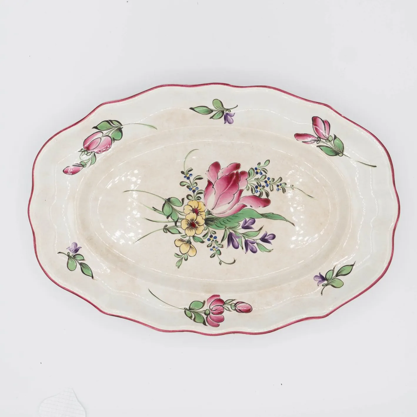 Antike französische Jugendstil Servierplatte von Lunéville, Frühes 20. Jahrhundert