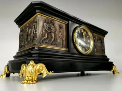 Antike französische Kaminuhr aus Bronze & Marmor von Ferdinand Barbedienne, 19. Jh