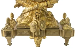 Antike französische Kaminuhr aus vergoldeter Bronze, 19. Jh