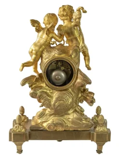 Antike französische Kaminuhr aus vergoldeter Bronze, 19. Jh