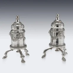 Antike französische Salz- und Pfeffermühlen aus Silber von Odiot, Paris, 1880er, 4er Set