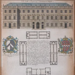 Antike georgianisch-englische gravierte St Bart's Hospital Street Karte, 1755