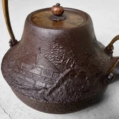 Antike japanische traditionelle Tetsubin Teekanne, 1860er