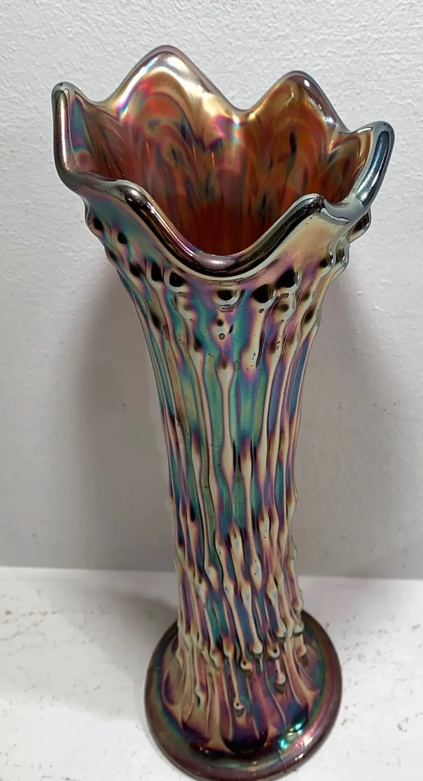 Antike Jarrón Vase von Carnival Glass