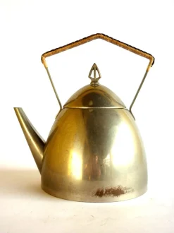 Antike Jugendstil Teekanne aus Metall von WMF