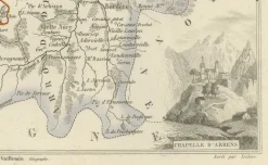 Antike Karte von Hautes-Pyrénées von Vuillemin, France, 1850