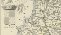 Antike Karte von Hautes-Pyrénées von Vuillemin, France, 1850