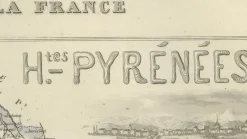 Antike Karte von Hautes-Pyrénées von Vuillemin, France, 1850