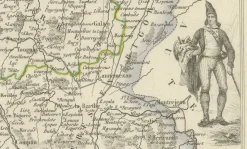 Antike Karte von Hautes-Pyrénées von Vuillemin, France, 1850