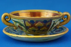 Antike Keramik Suppenschüssel mit Untertasse von Alfredo Santarelli, 1890er, 2er Set