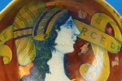 Antike Keramik Suppenschüssel mit Untertasse von Alfredo Santarelli, 1890er, 2er Set