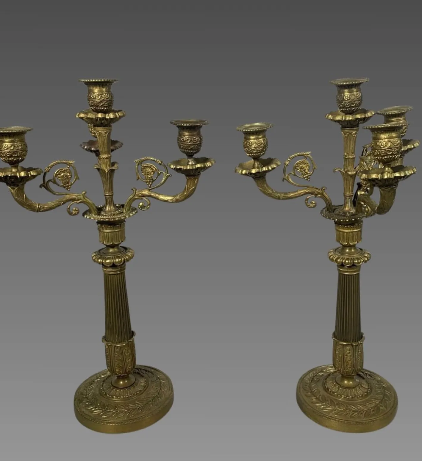 Antike Kerzenhalter aus Bronze, 1800er, 2er Set