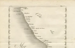 Antike Landkarte der Küste von Peru und Chile, 1760er